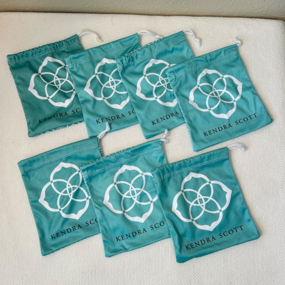 Kendra Scott Jewelry Bag Bundle 7 Bags Blue with White Logo Drawstring closure - Picture 6 of 6